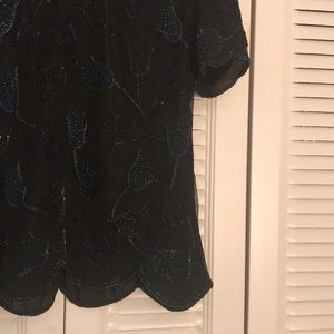 Papell Boutique Evening scalloped beaded shirt